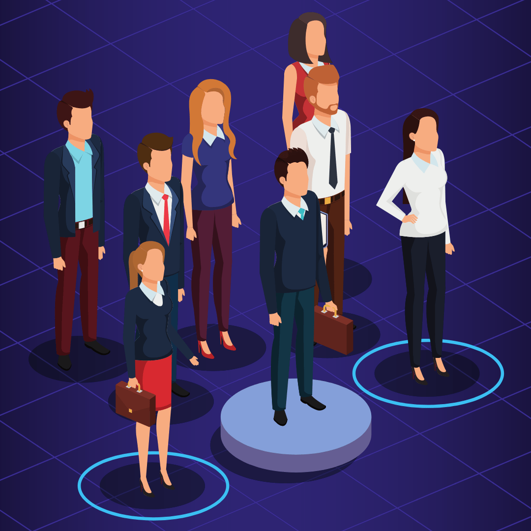 Employees behind a leader